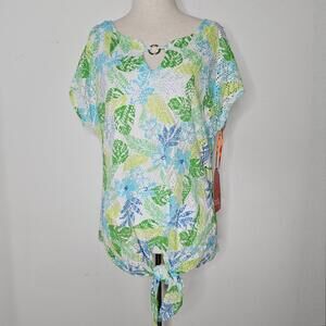 NWT Hearts of Palm Women's Multicolor Tropical Top Size Small